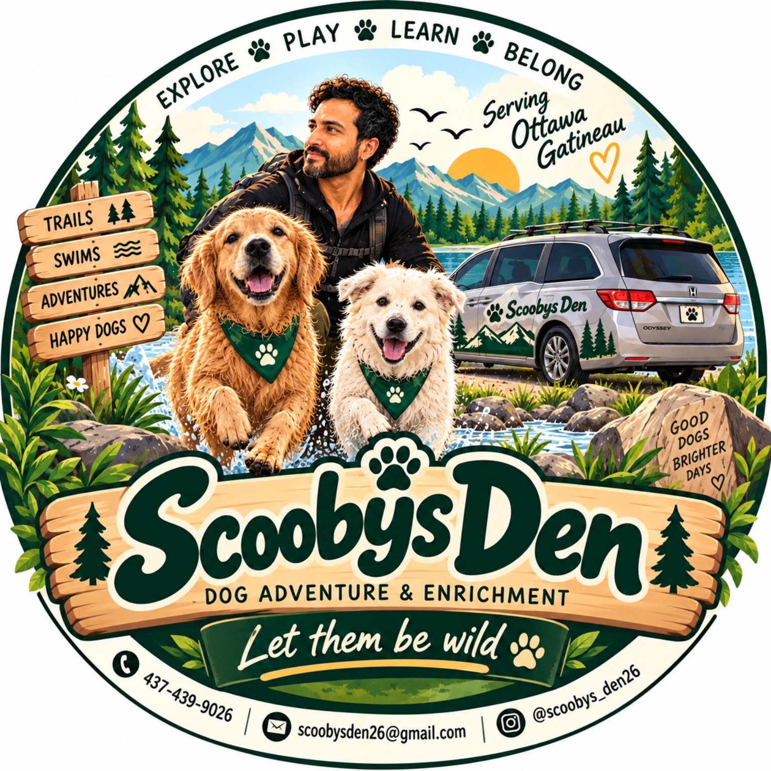 Scooby’s Den — Let them be wild. Ansuman, his two dogs and a Honda Odyssey on an outdoor adventure. Serving Ottawa and Gatineau.